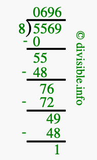 5569 divided by 8 using long division