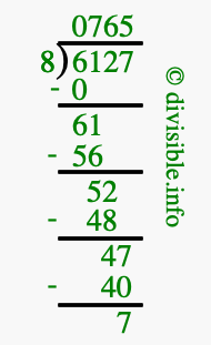 6127 divided by 8 using long division