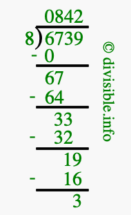 6739 divided by 8 using long division