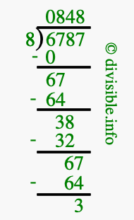 6787 divided by 8 using long division