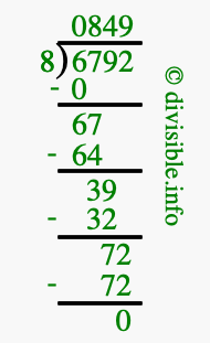 6792 divided by 8 using long division