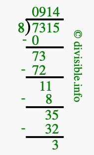 7315 divided by 8 using long division