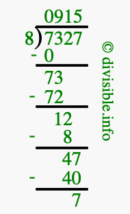 7327 divided by 8 using long division