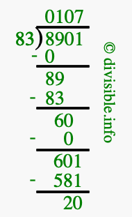 8901 divided by 83 using long division
