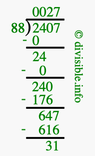 2407 divided by 88 using long division