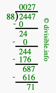 2447 divided by 88 using long division