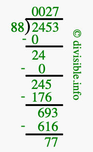 2453 divided by 88 using long division