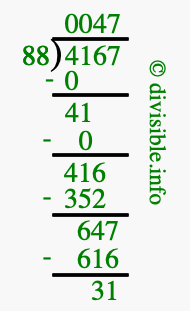 4167 divided by 88 using long division