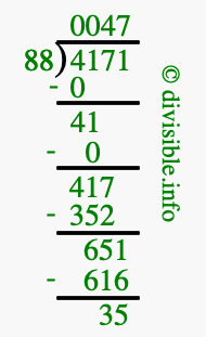 4171 divided by 88 using long division