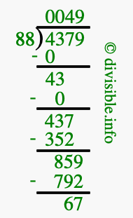 4379 divided by 88 using long division