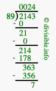 2143 divided by 89 using long division