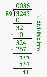 3245 divided by 89 using long division