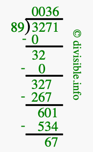 3271 divided by 89 using long division