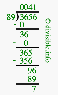 3656 divided by 89 using long division