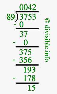 3753 divided by 89 using long division