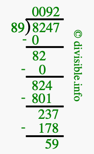 8247 divided by 89 using long division