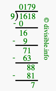 1618 divided by 9 using long division