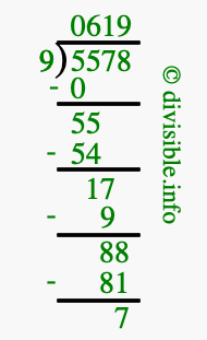 5578 divided by 9 using long division