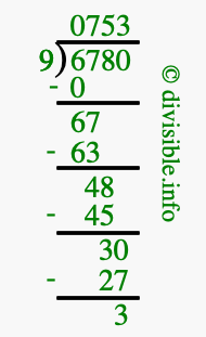 6780 divided by 9 using long division