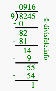 8245 divided by 9 using long division