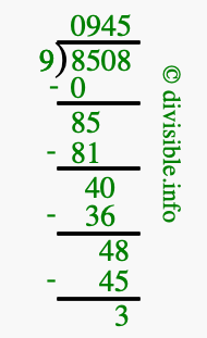 8508 divided by 9 using long division