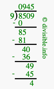 8509 divided by 9 using long division
