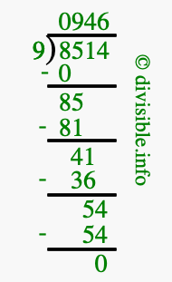 8514 divided by 9 using long division