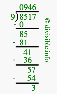 8517 divided by 9 using long division