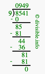 8541 divided by 9 using long division