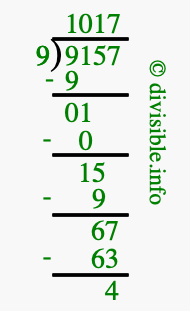 9157 divided by 9 using long division