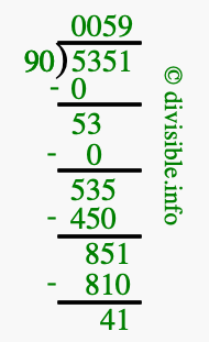 5351 divided by 90 using long division