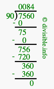 7560 divided by 90 using long division
