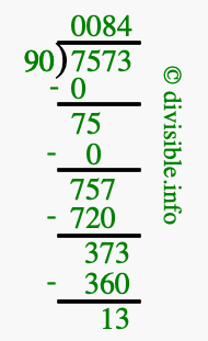 7573 divided by 90 using long division