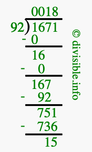 1671 divided by 92 using long division