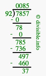 7857 divided by 92 using long division