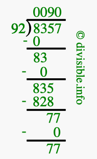 8357 divided by 92 using long division
