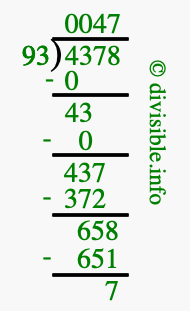 4378 divided by 93 using long division