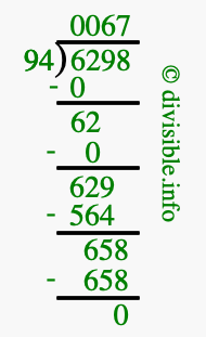 6298 divided by 94 using long division