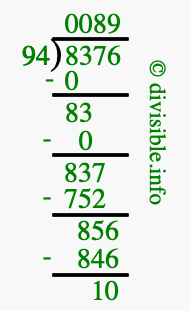 8376 divided by 94 using long division