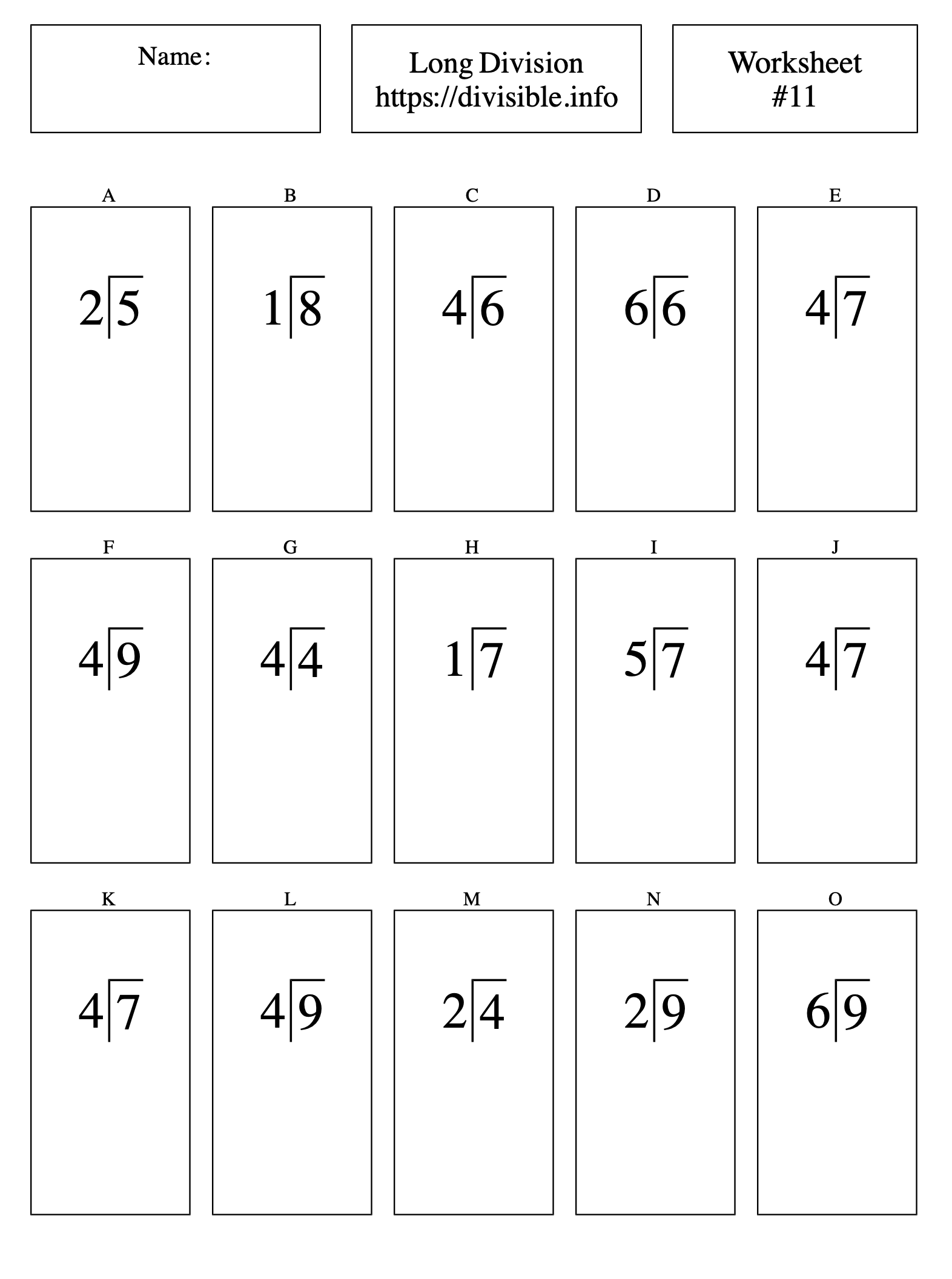 1 Digit Divided By 1 Digit Long Division Worksheet 11